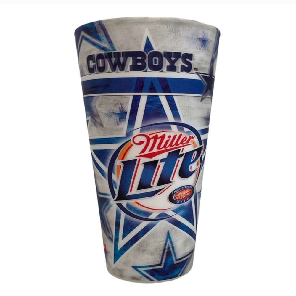 2 NFL Cowboys Reusable Plastic Cup Miller Lite - Picture 2 of 2